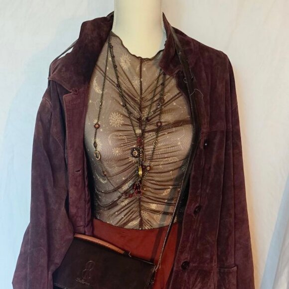 Mesh, Brown, Long Sleeve, Size M, Sun, Moon, Star, Astrological Body Suit - Picture 1 of 1